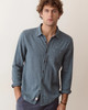 Stretch Selvage Long Sleeve Shirt in Green/Navy Gingham