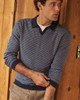 Liam Long Sleeve Sweater Polo in Navy