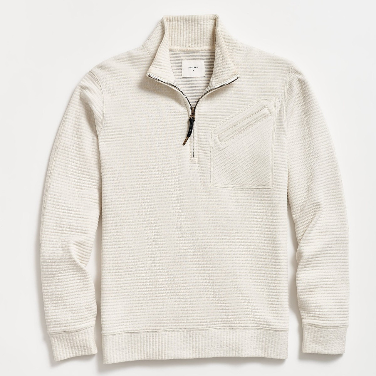 Billy Reid Men's Quilted Half Zip - Tinted White - Weitzenkorns