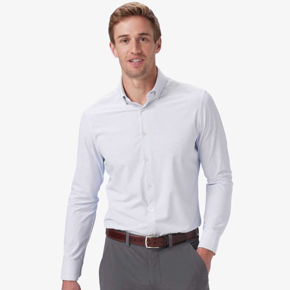 mizzen+main performance dress shirts Leeward Dress Shirt Bel Air Blue Banker Stripe / XL / Trim