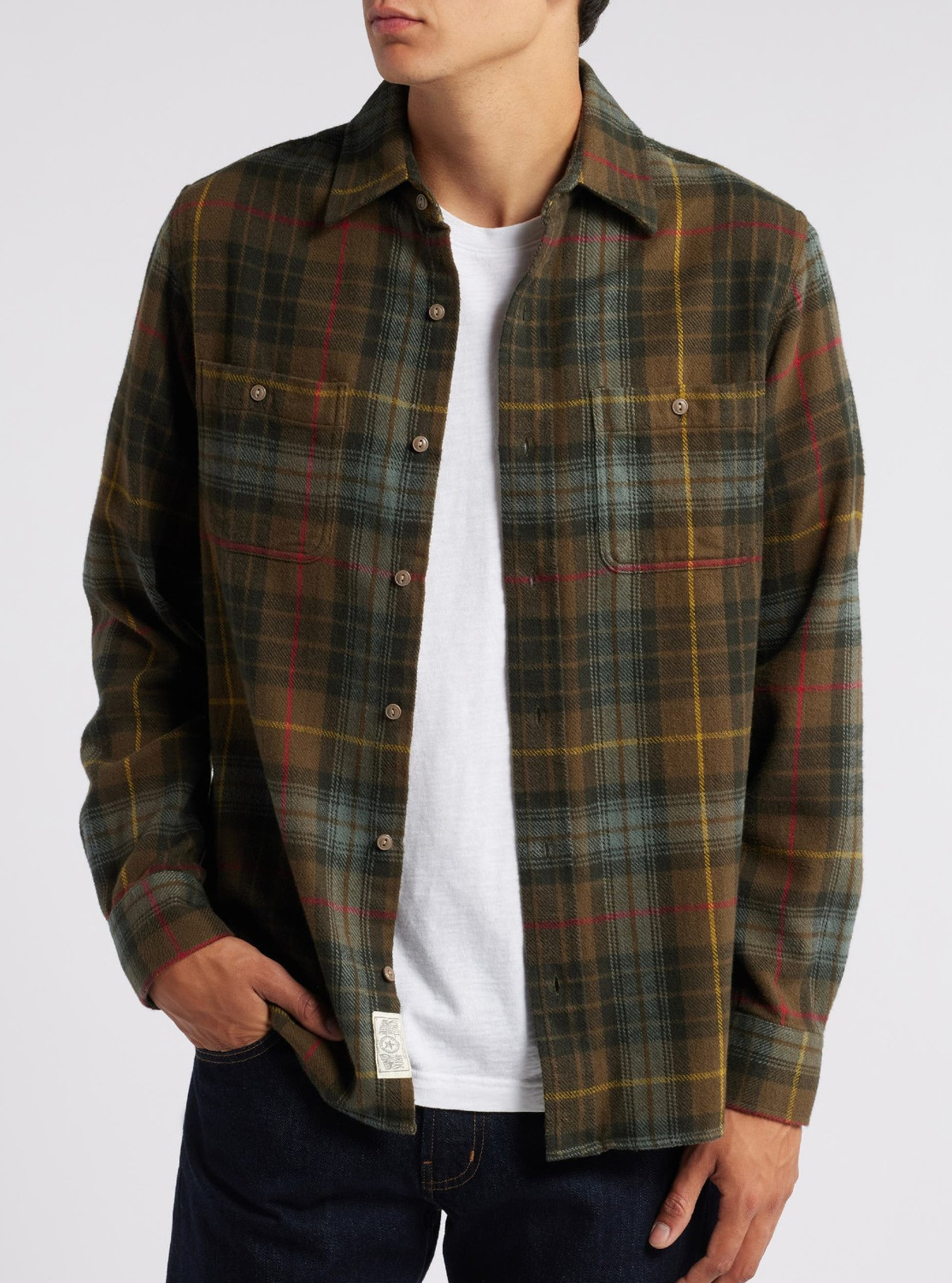 トップス schott Open collar flannel check shirt Schott Men's Plaid Cotton Flannel Buffalo Check Shirt