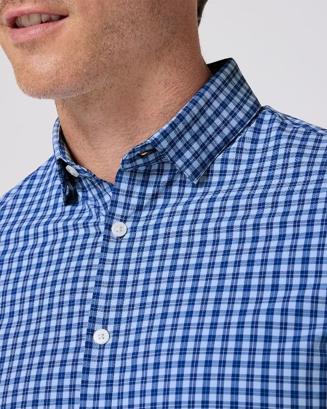 Leeward No Tuck Dress Shirt in Cobalt Ben Plaid - Weitzenkorns