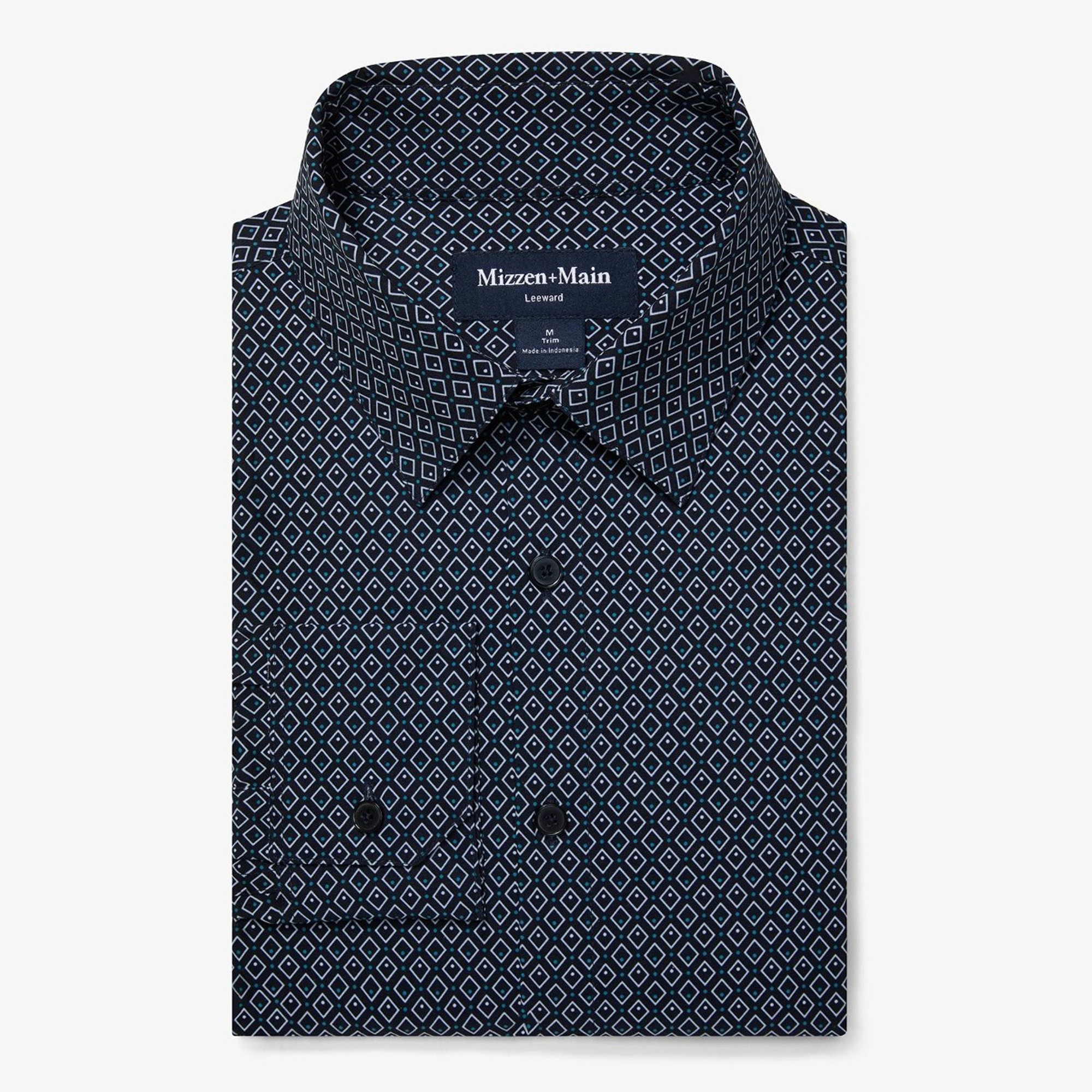 Mizzen + Main Leeward Performance Dress Shirt - Navy Diamond
