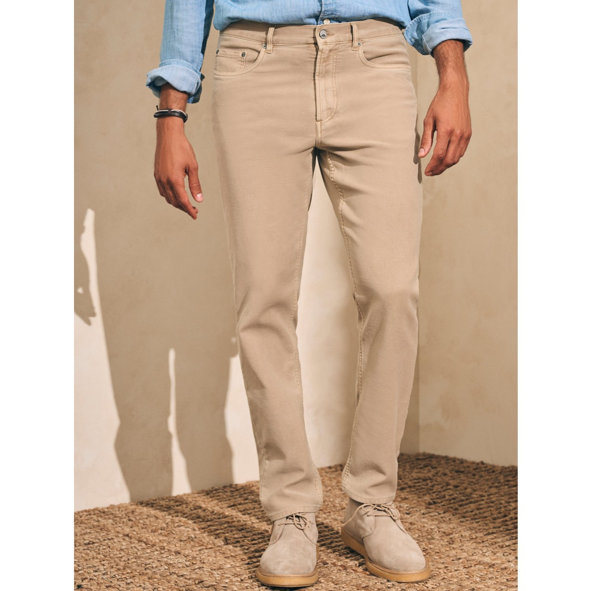 Faherty Stretch Terry 5-Pocket Pant - Desert Khaki