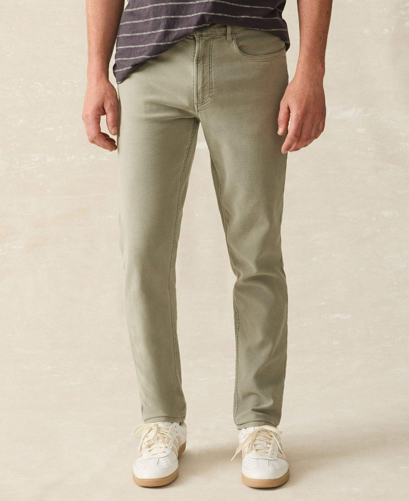 Faherty Stretch Terry 5-Pocket Pant - Faded Olive