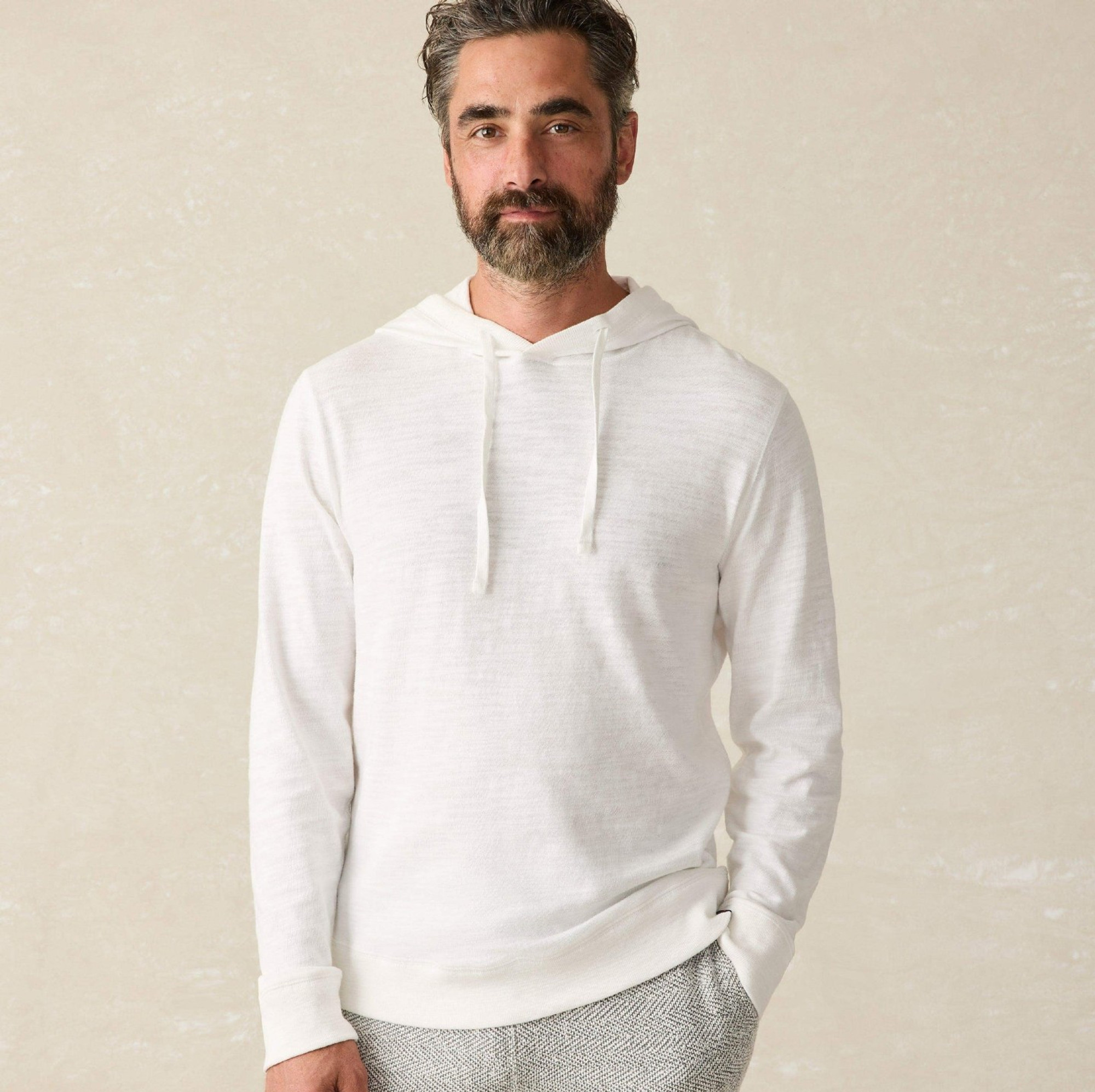 Faherty Sunwashed Slub Hoodie - White
