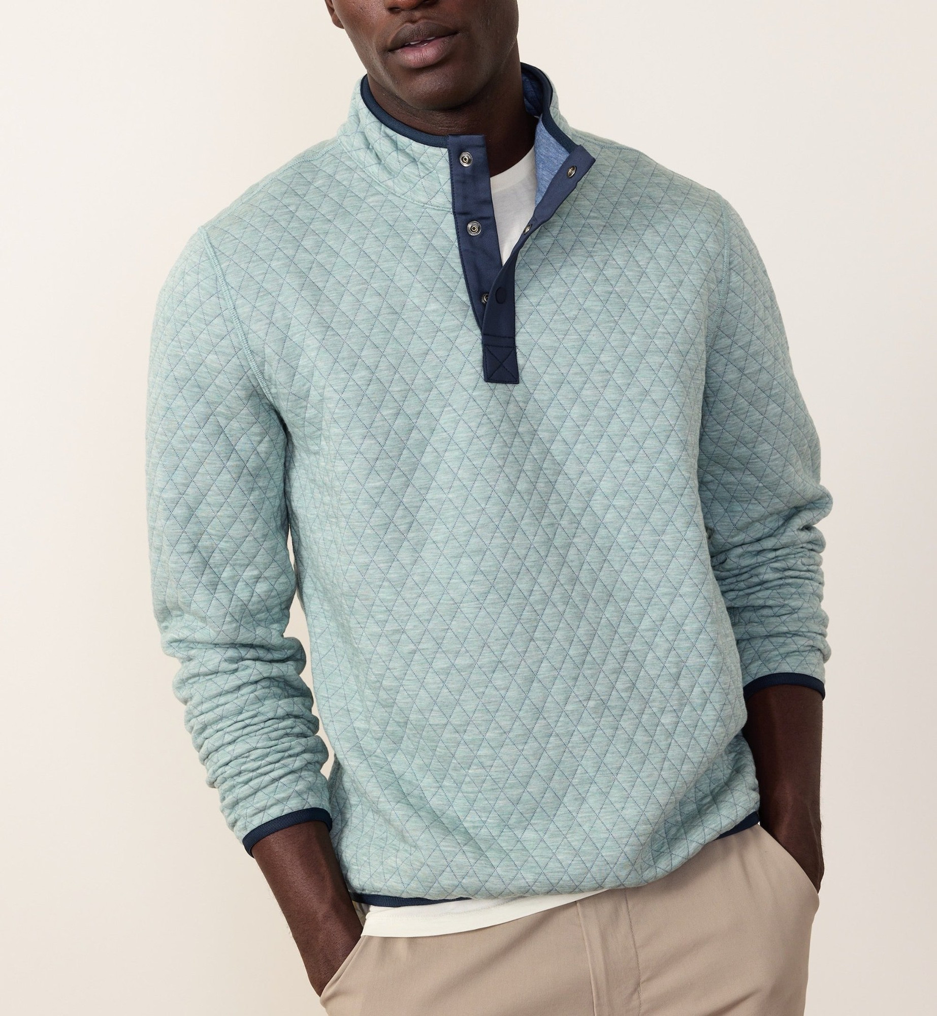 Marine Layer Corbet Quilted Reversible Pullover - Slate/Faded Navy
