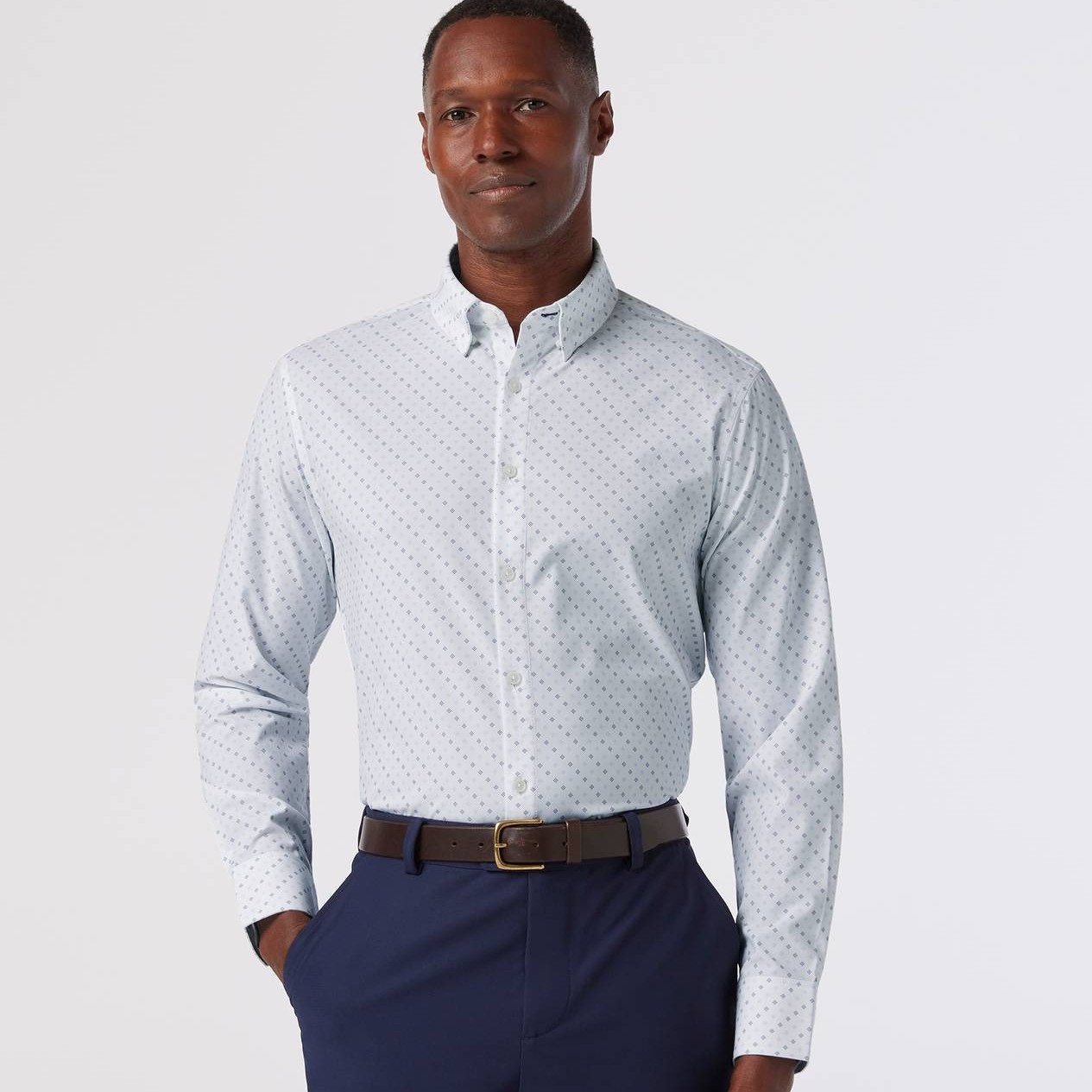 Mizzen + Main Leeward Performance Dress Shirt - White Geo