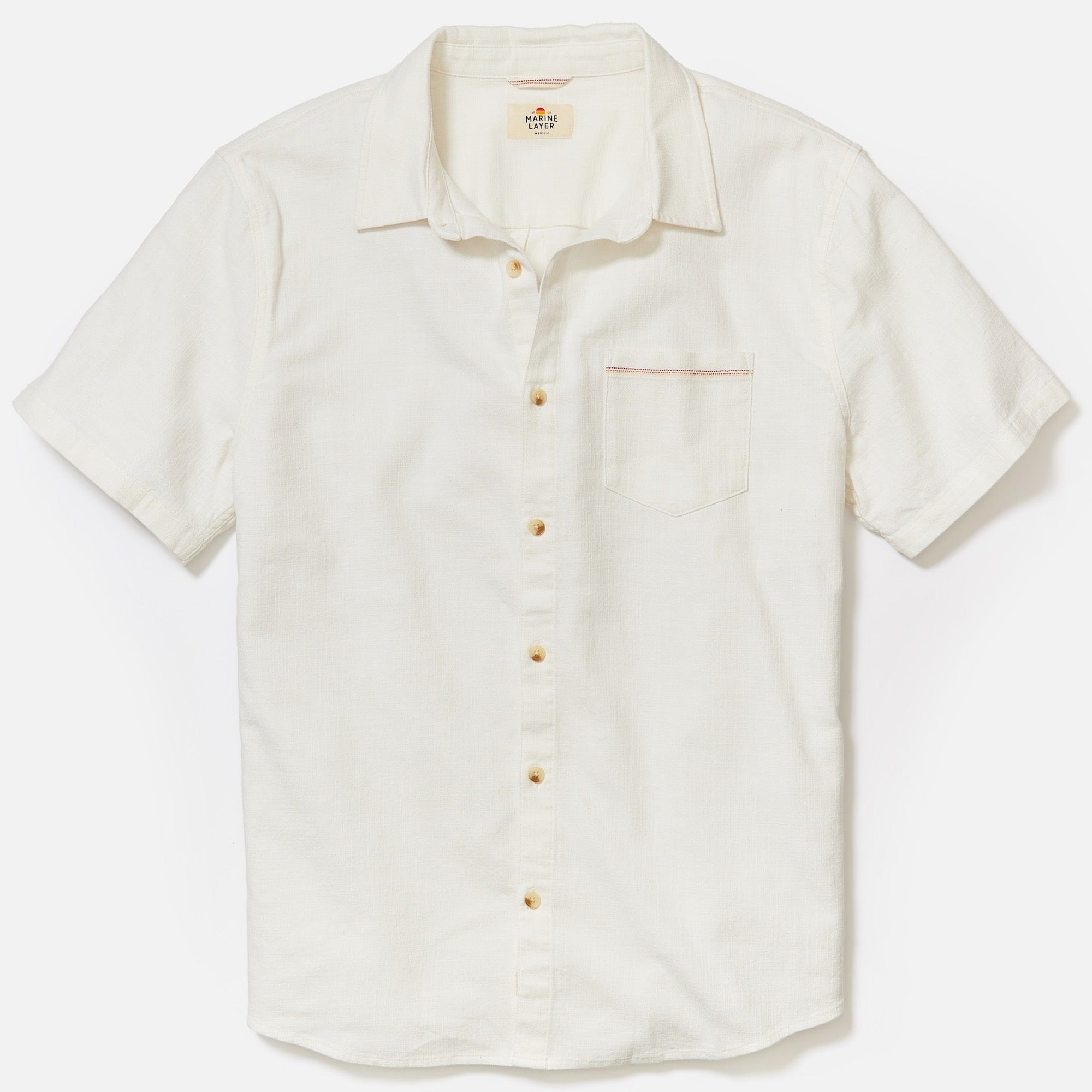 Marine Layer S/S Stretch Selvage Shirt - Natural