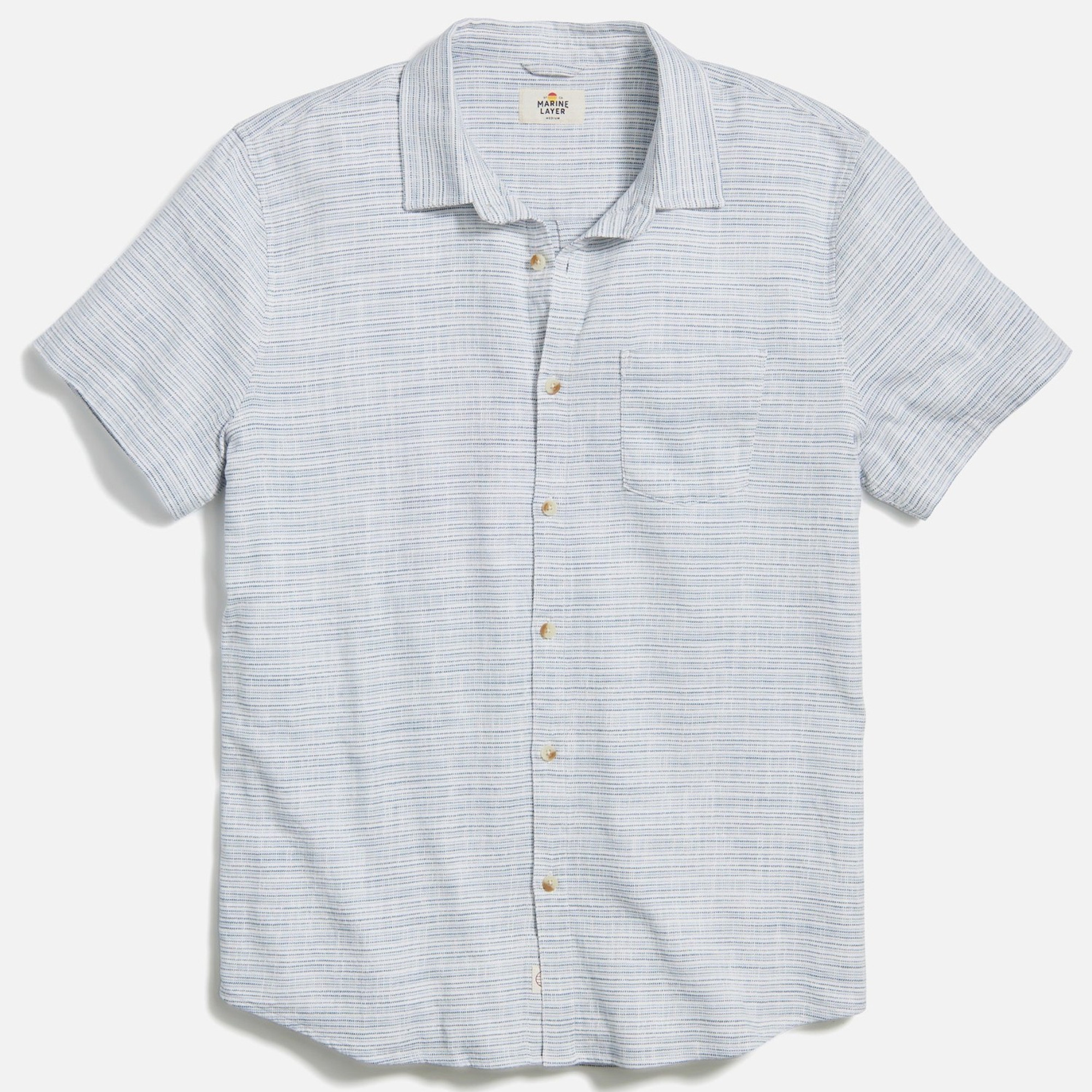 Marine Layer S/S Stretch Selvage Shirt - Blue Mini Stripe