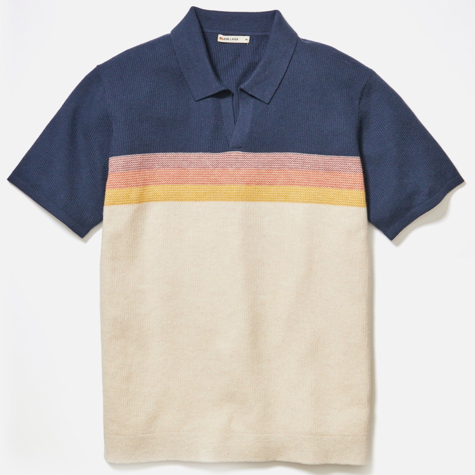 Marine Layer Liam Sweater Polo - Navy/Cream