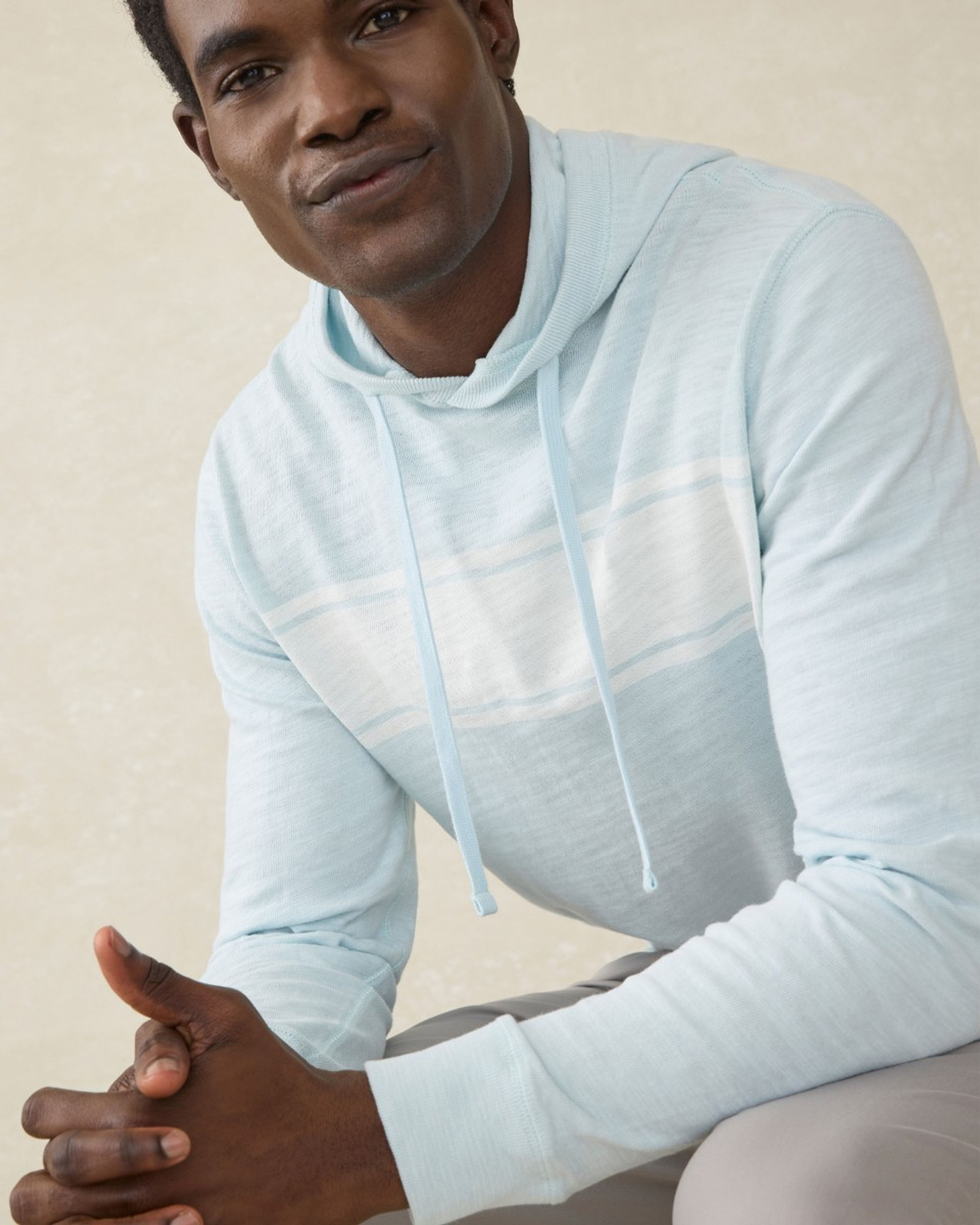 Faherty Sunwashed Slub Hoodie - Sky Surf Stripe