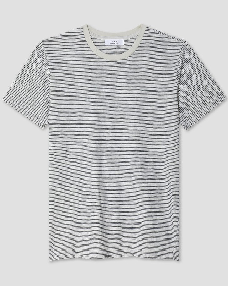 Save Khaki Jersey Stripe Tee - Ash