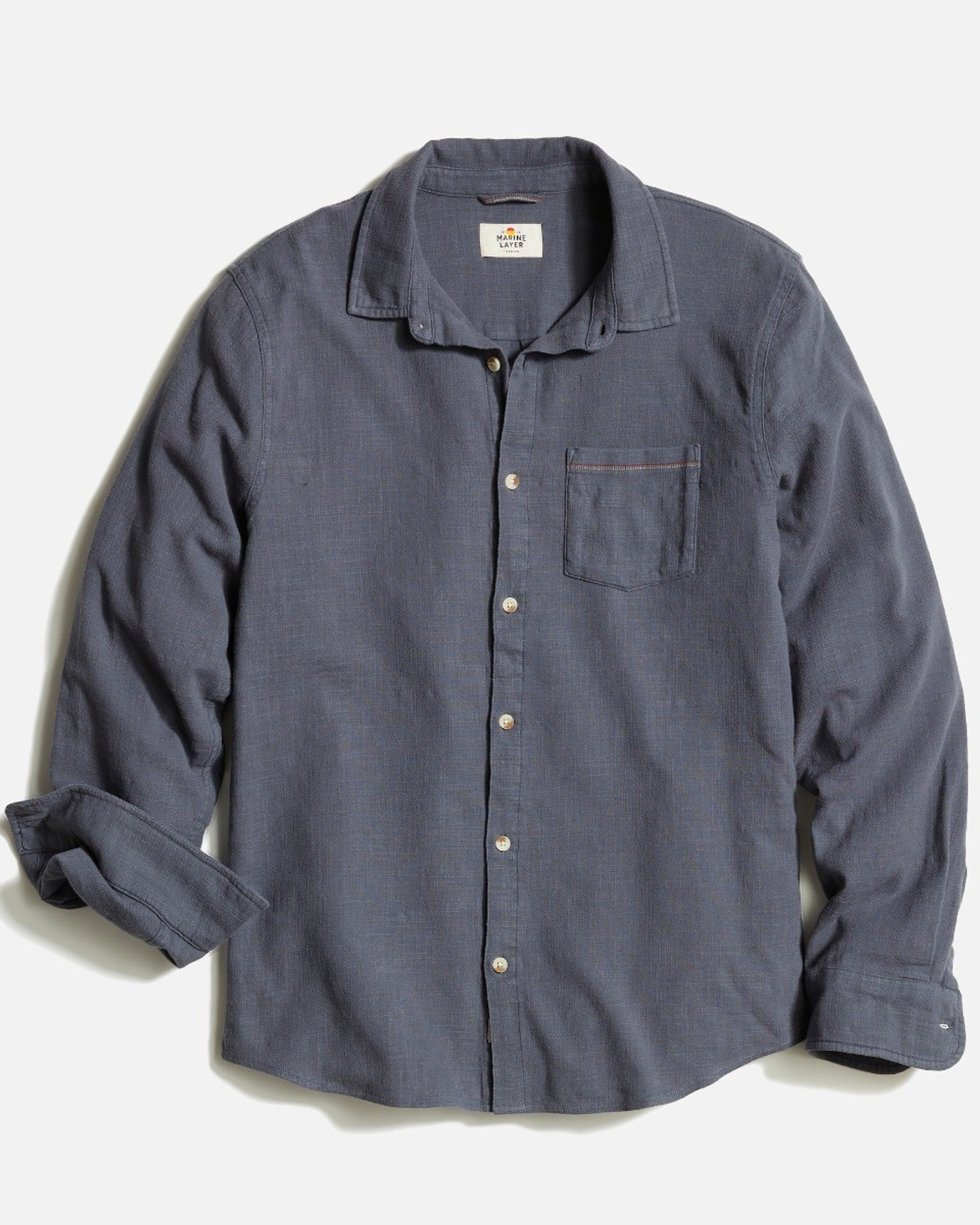 Marine Layer Stretch Selvage Long Sleeve Shirt - India Ink
