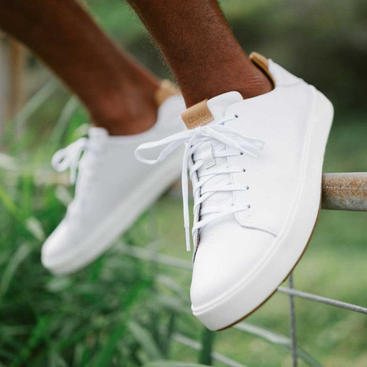 Olukai Lae‘ahi Li ‘Ili Waterproof Leather Shoe - Bright White