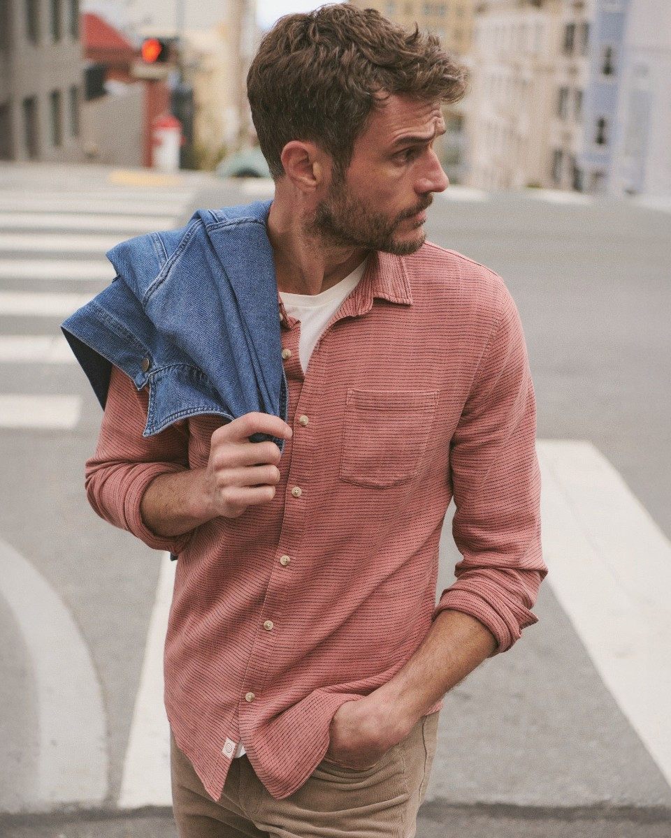 Stretch Selvage Long Sleeve Shirt - Warm Stripe