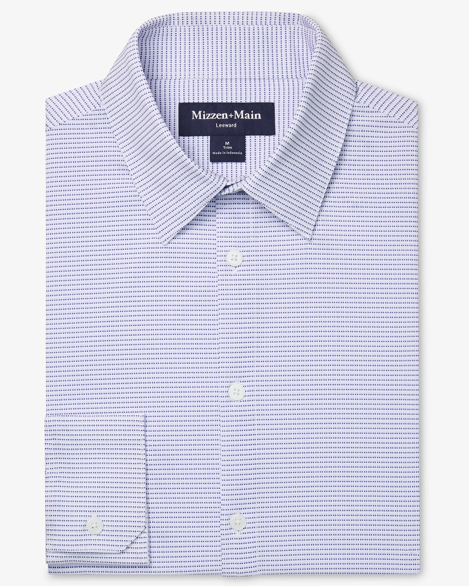 Leeward Performance Dress Shirt in Cobalt Drop Shadow