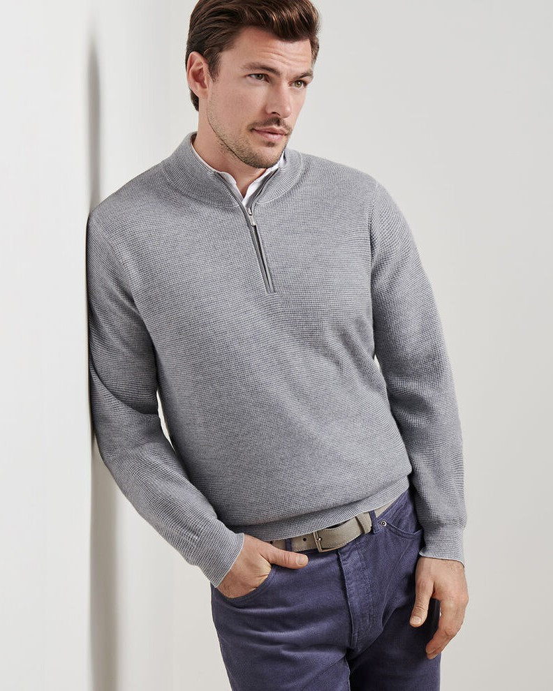 West 1/4 Zip Sweater in British Grey