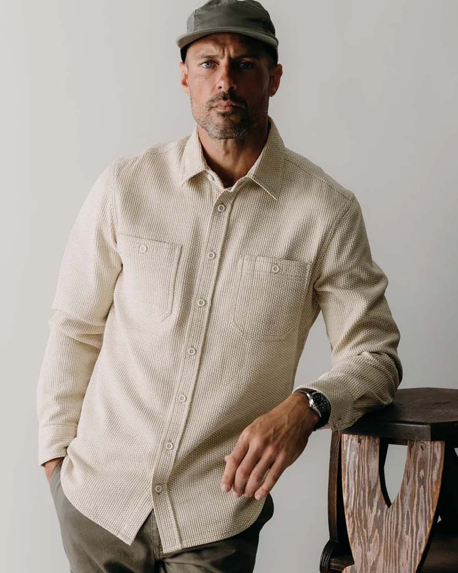 The Utility Shirt in Natural Sashiko The Utility Shirt in Natural Sashiko
