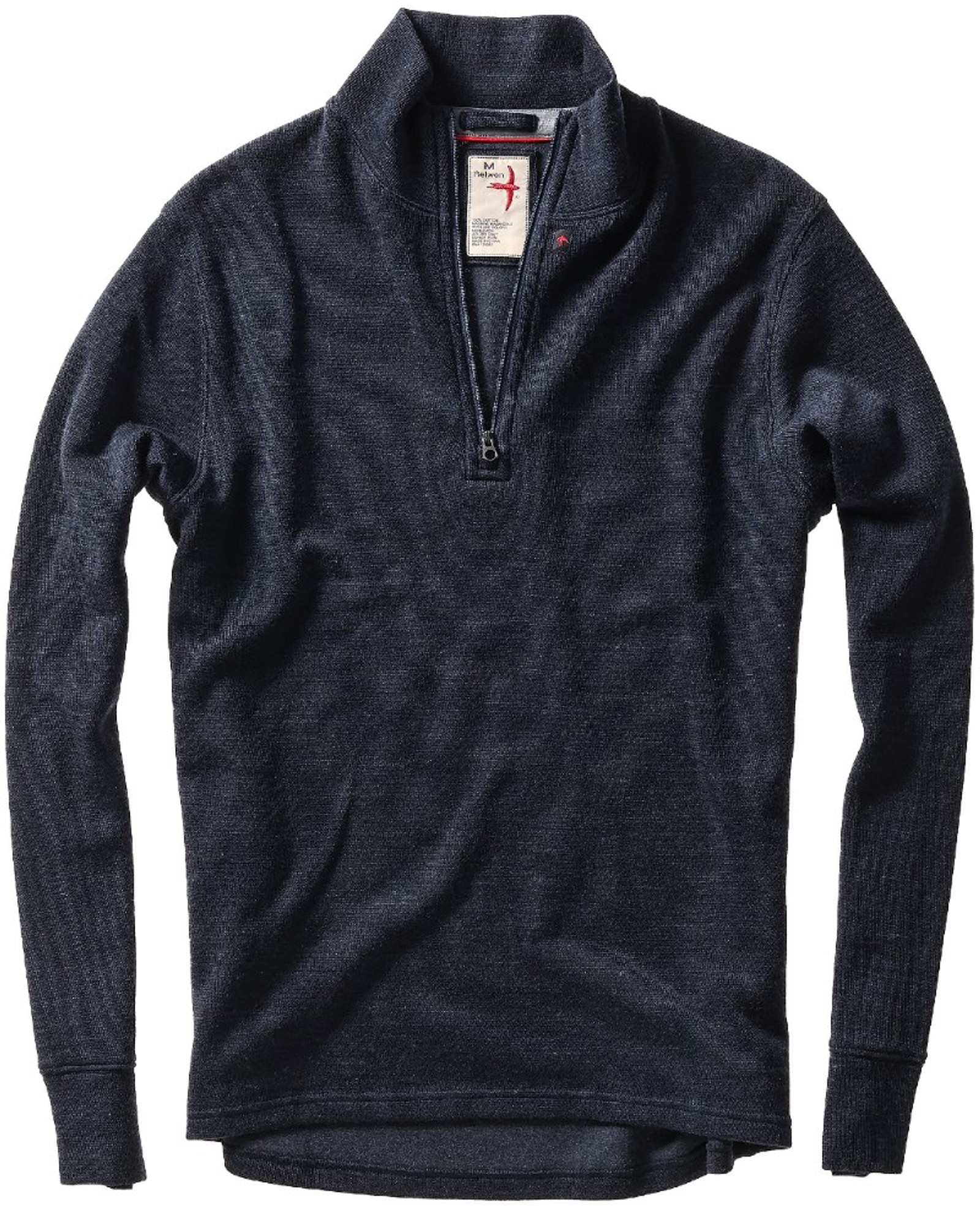 Wool-Cotton Qtr-Zip in Dk Navy Heather