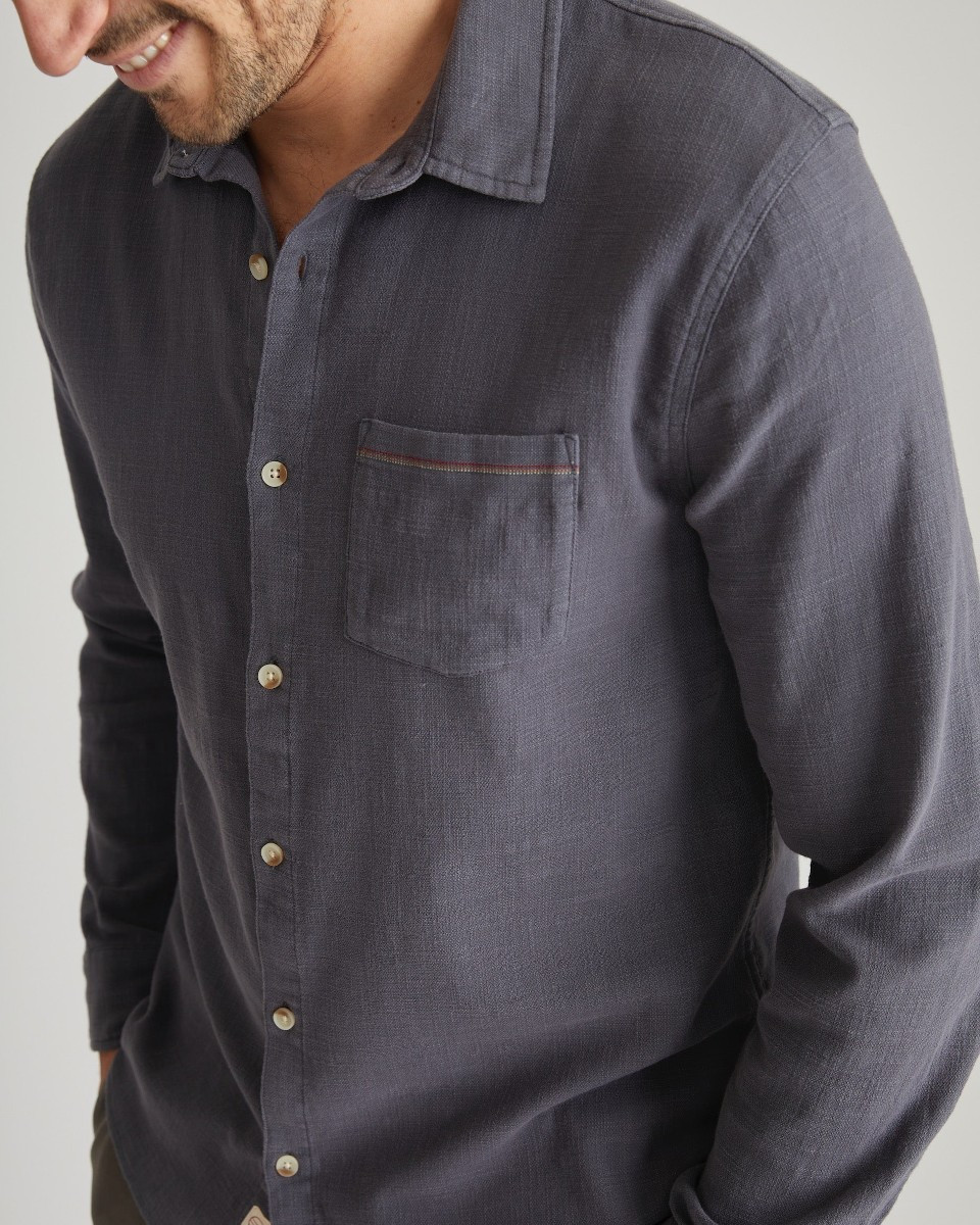 Stretch Selvage Long Sleeve Shirt in India Ink