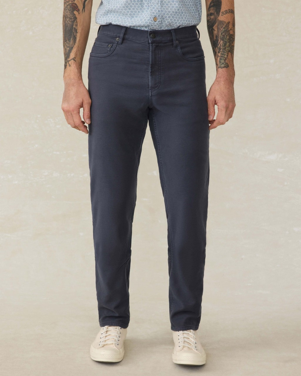 Stretch Terry 5-Pocket Pant in Navy