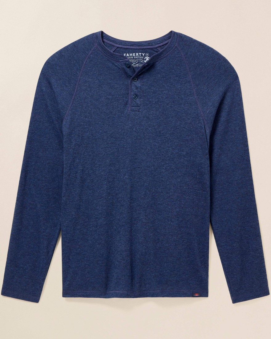 Long Sleeve Cloud Henley in Baltic Navy