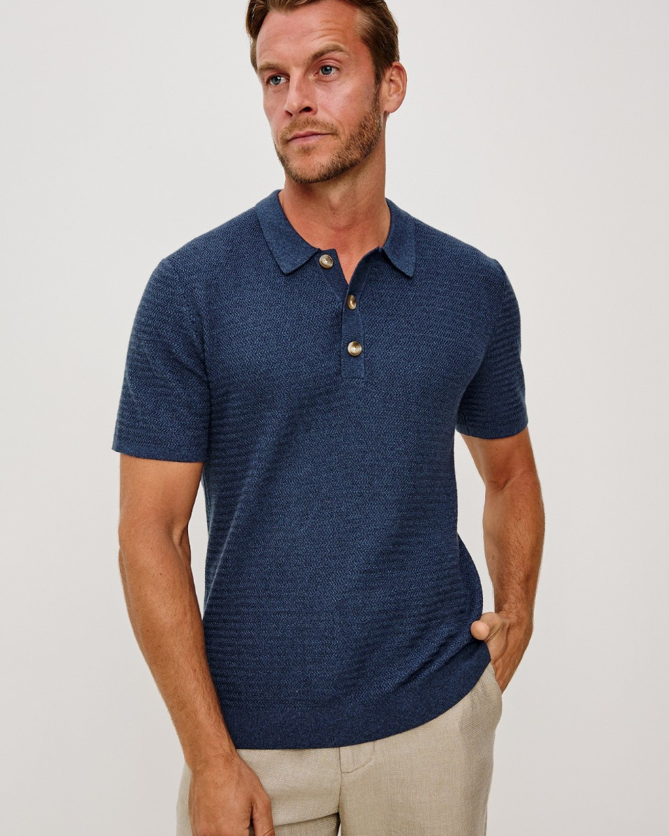 Nathan Knit Polo in Harbour
