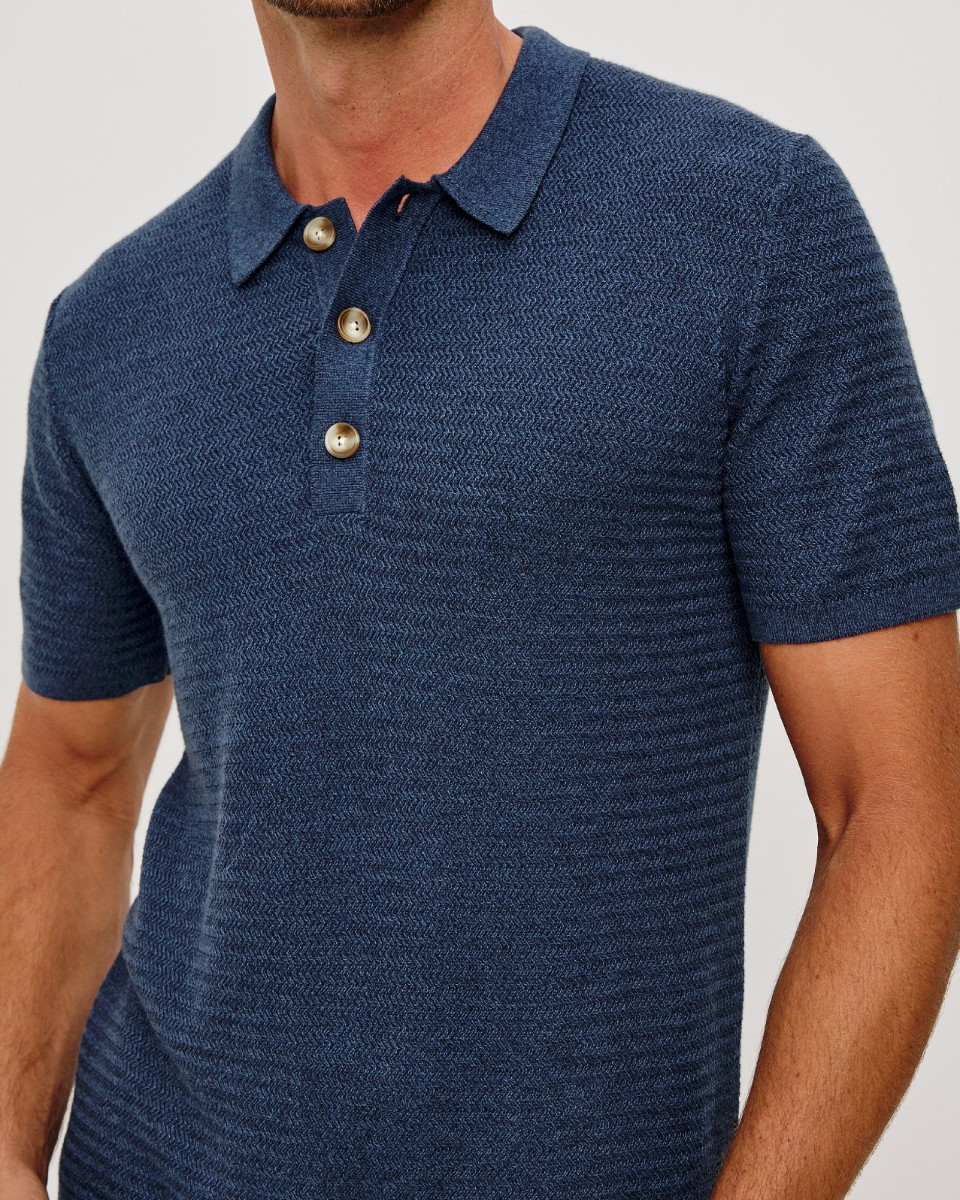 Nathan Knit Polo in Harbour