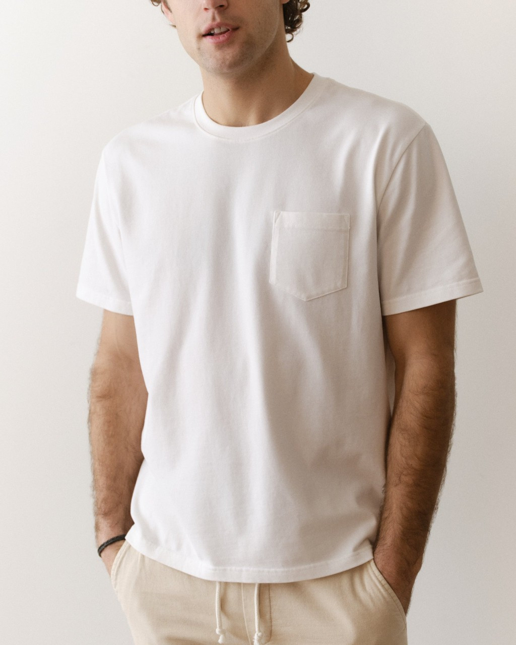 Luxe 250 Relaxed Pocket Tee in White