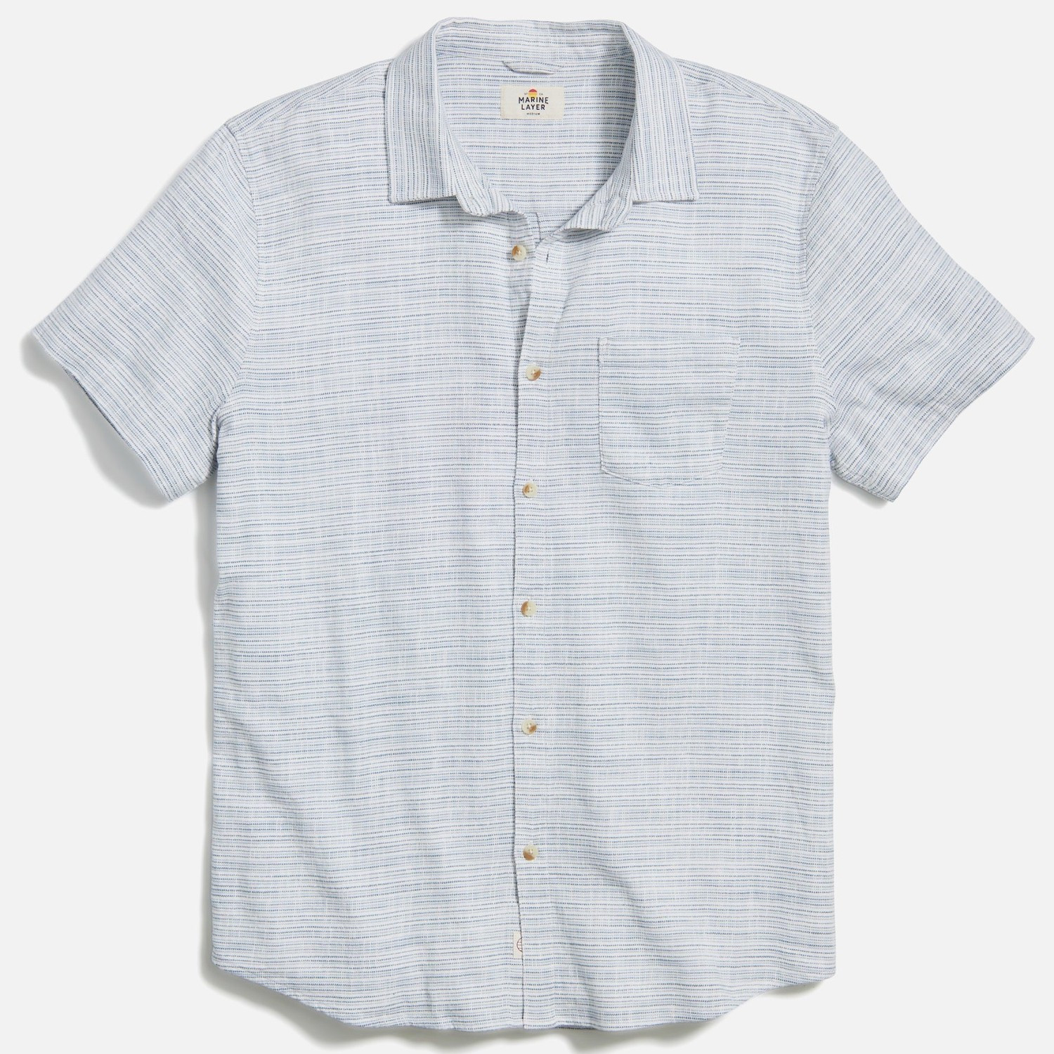 Short Sleeve Stretch Selvage Shirt in Blue Mini Stripe