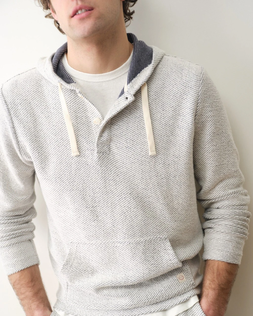 Portola Beach Hoodie in White-Navy