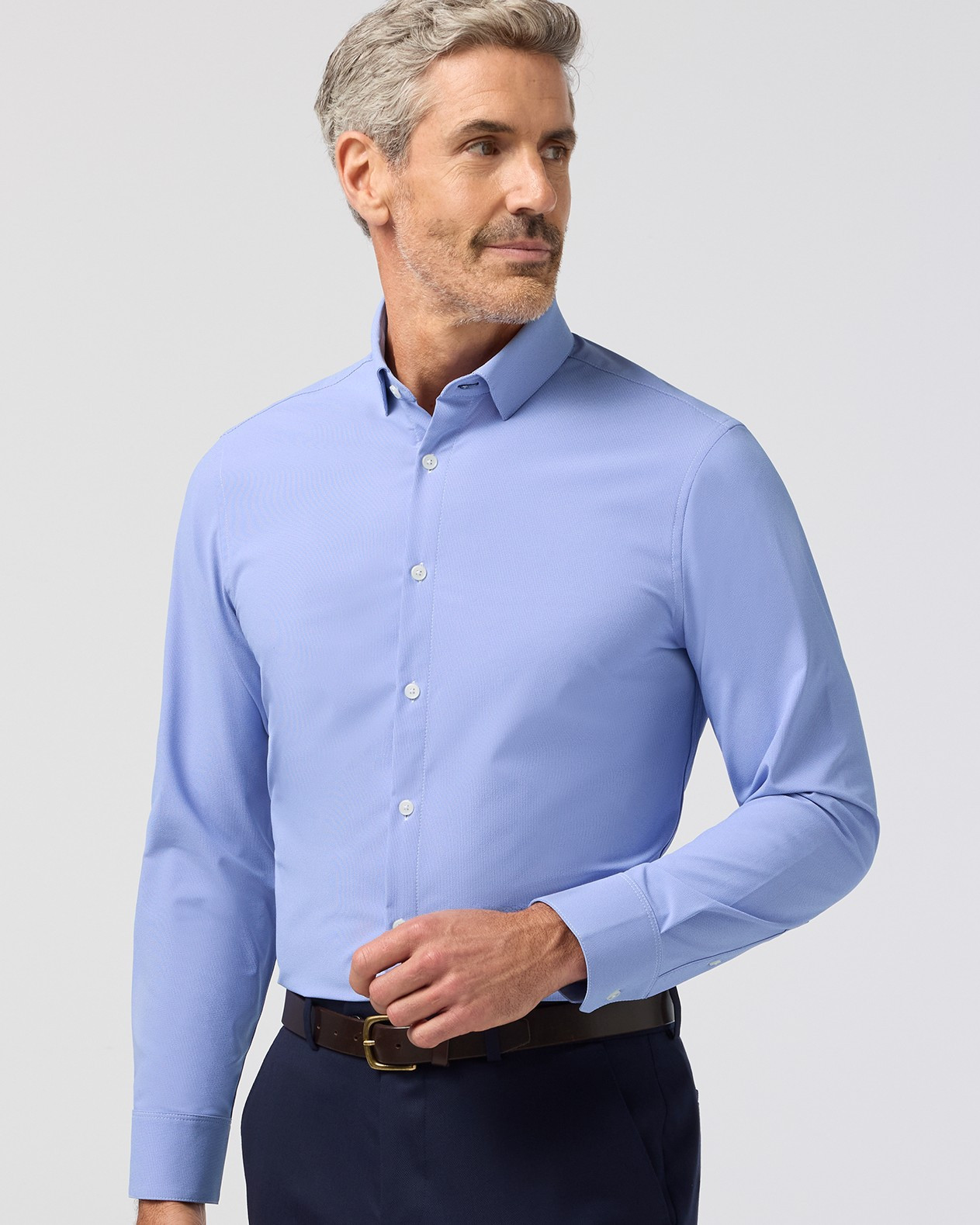 Leeward Performance Dress Shirt in Cobalt Stratton Check