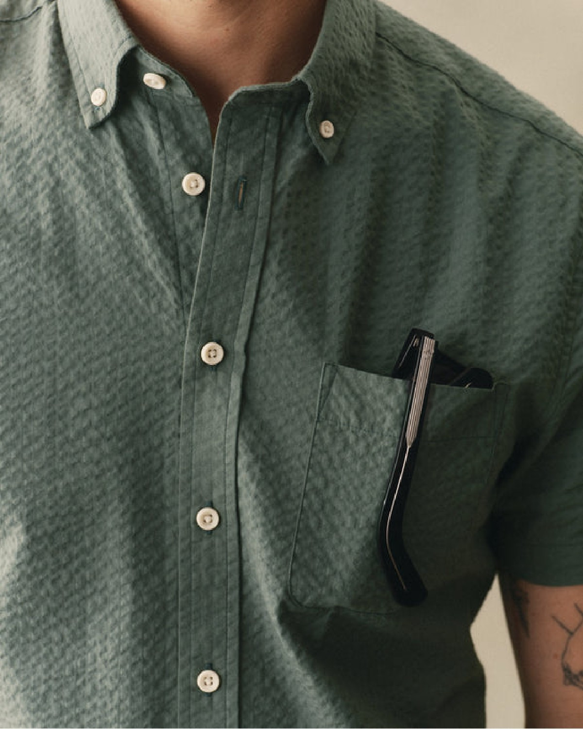 The Short Sleeve Jack Shirt in Deep Sea Seersucker