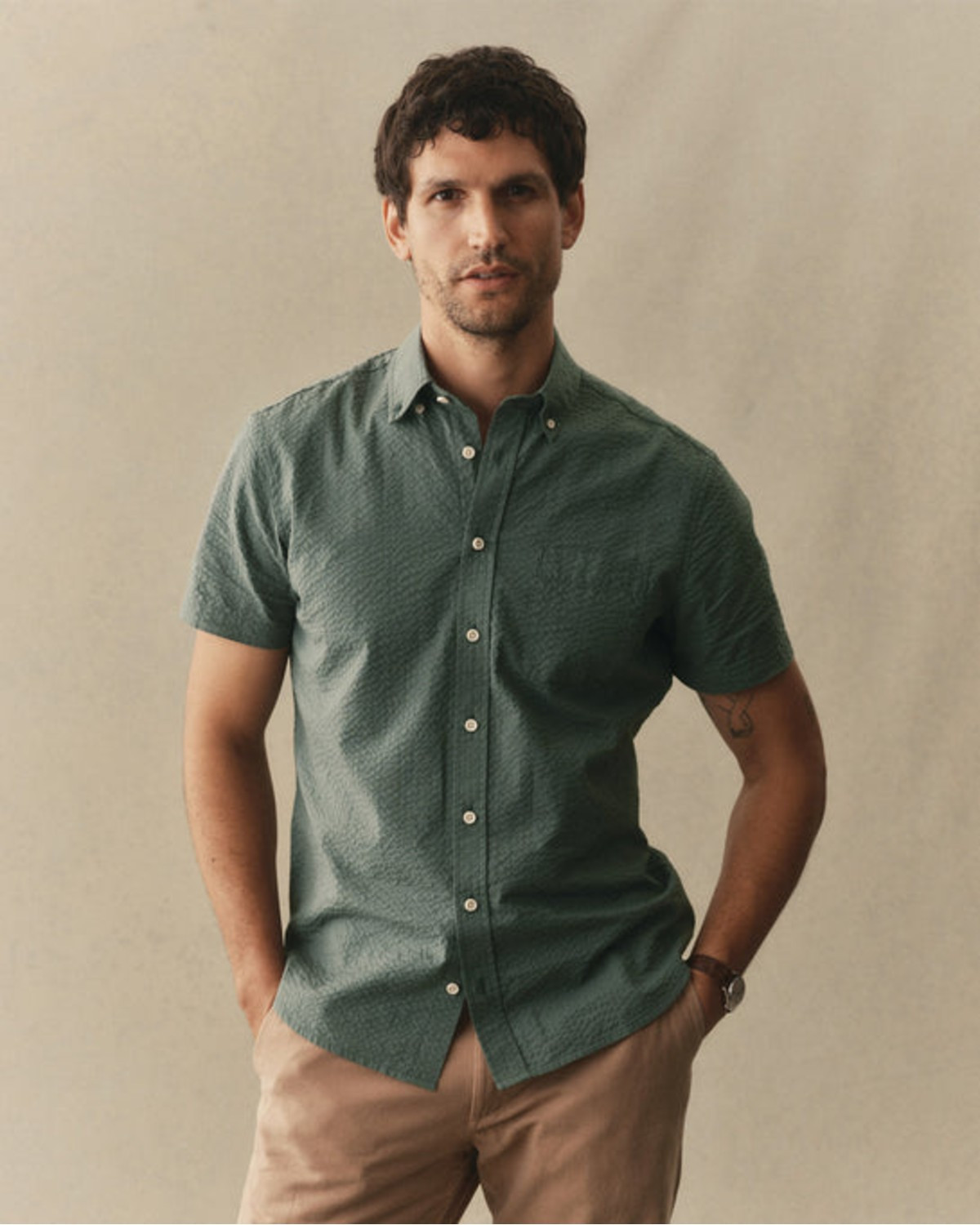The Short Sleeve Jack Shirt in Deep Sea Seersucker