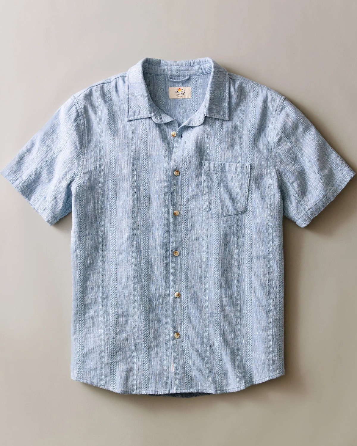 Short Sleeve Stretch Selvage Shirt in Blue