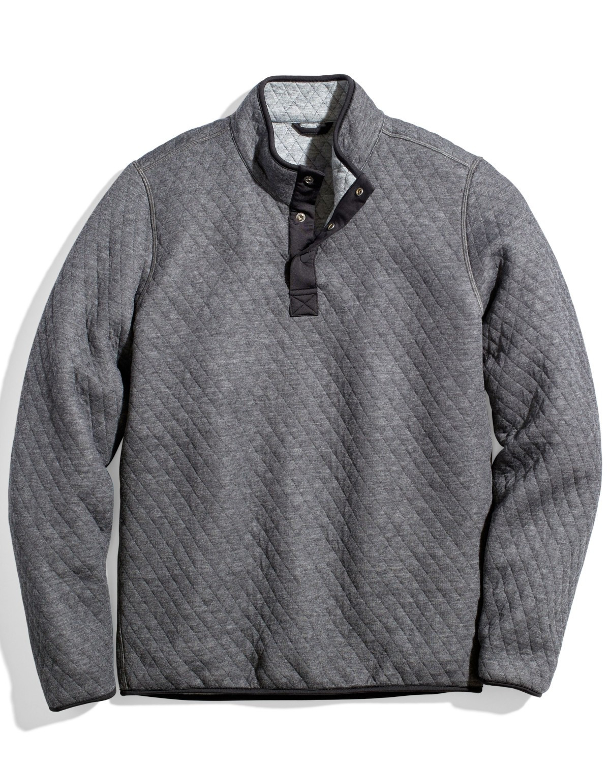 Corbet Quilted Reversible Pullover in Charcoal/Heather Grey