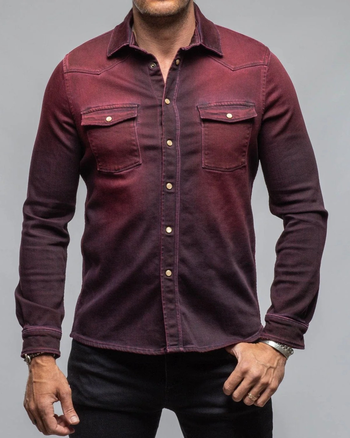 Roper Over-Dyed Snap Shirt in Bordeaux