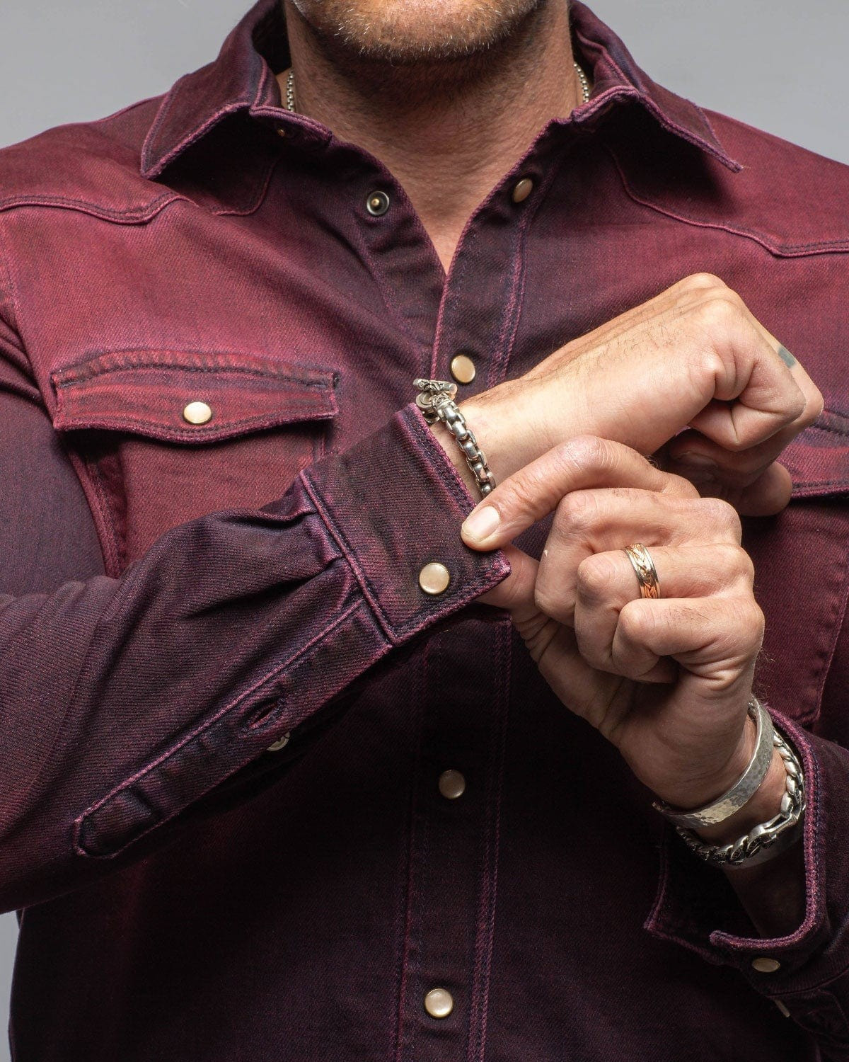 Roper Over-Dyed Snap Shirt in Bordeaux