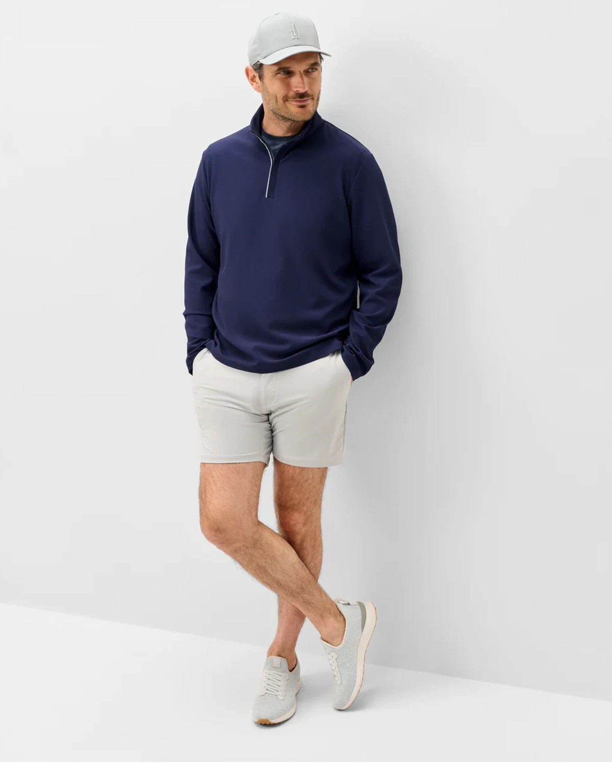 Hoppin Ribbed Knit Performance 1/4 Zip in Navy