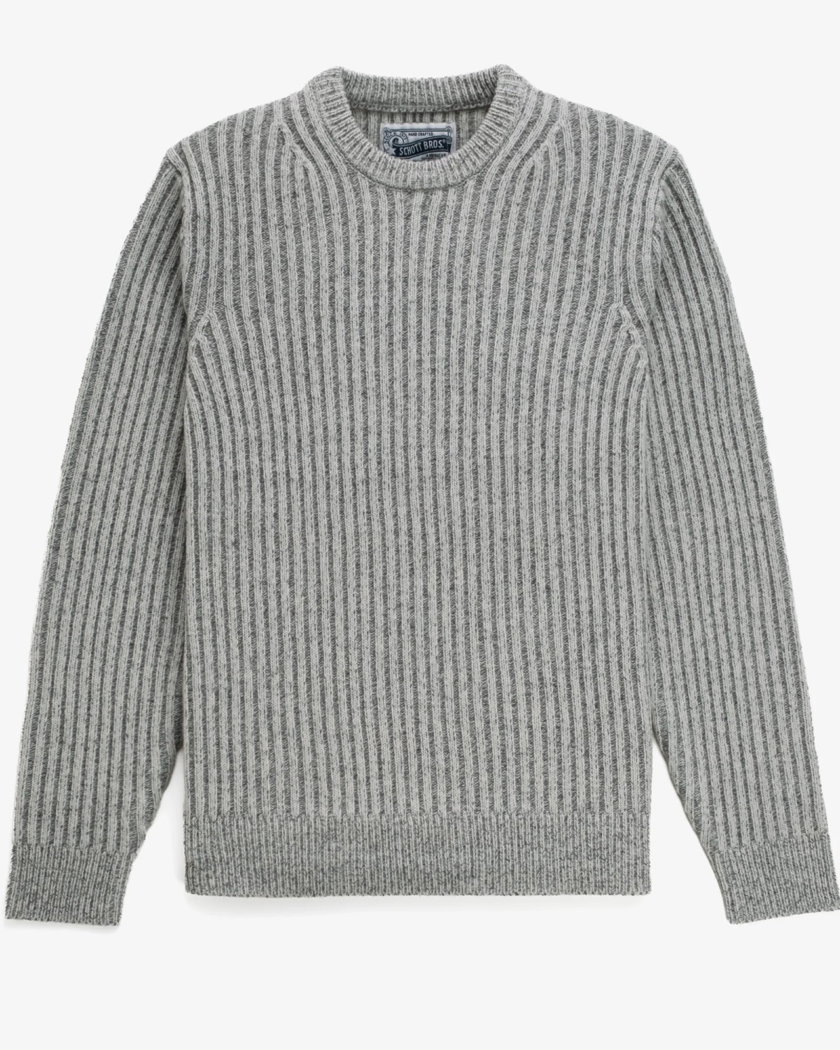 Two Toned Wool Blend Crew Neck Sweater