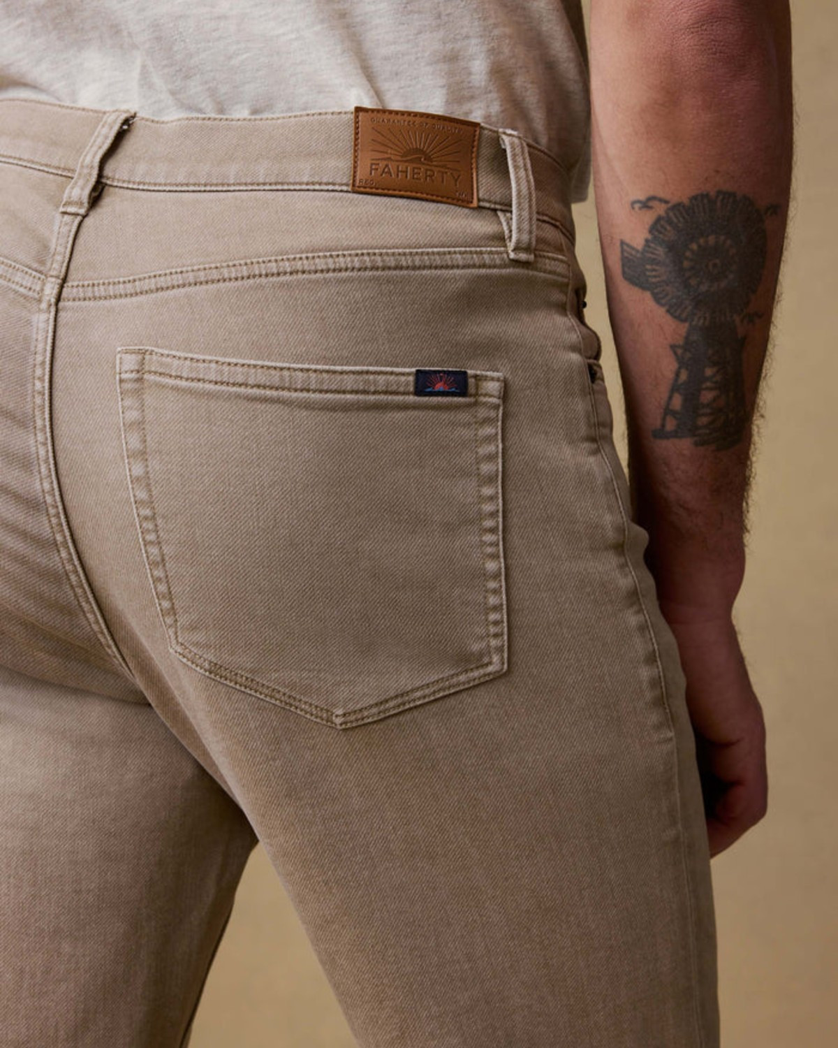 Stretch Terry 5-Pocket Pant in Desert Khaki