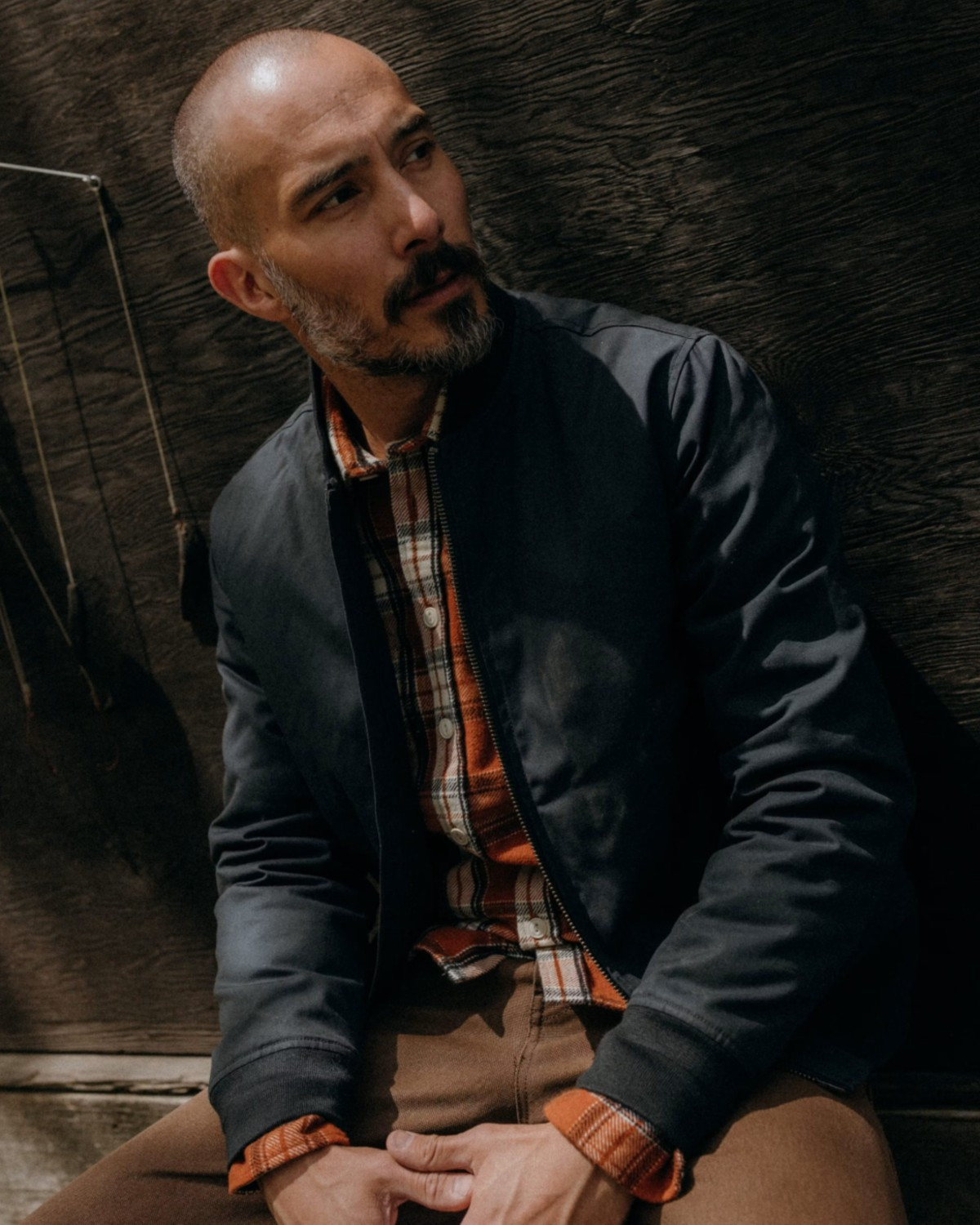 The Insulated Bomber Jacket in Dark Navy Dry Wax