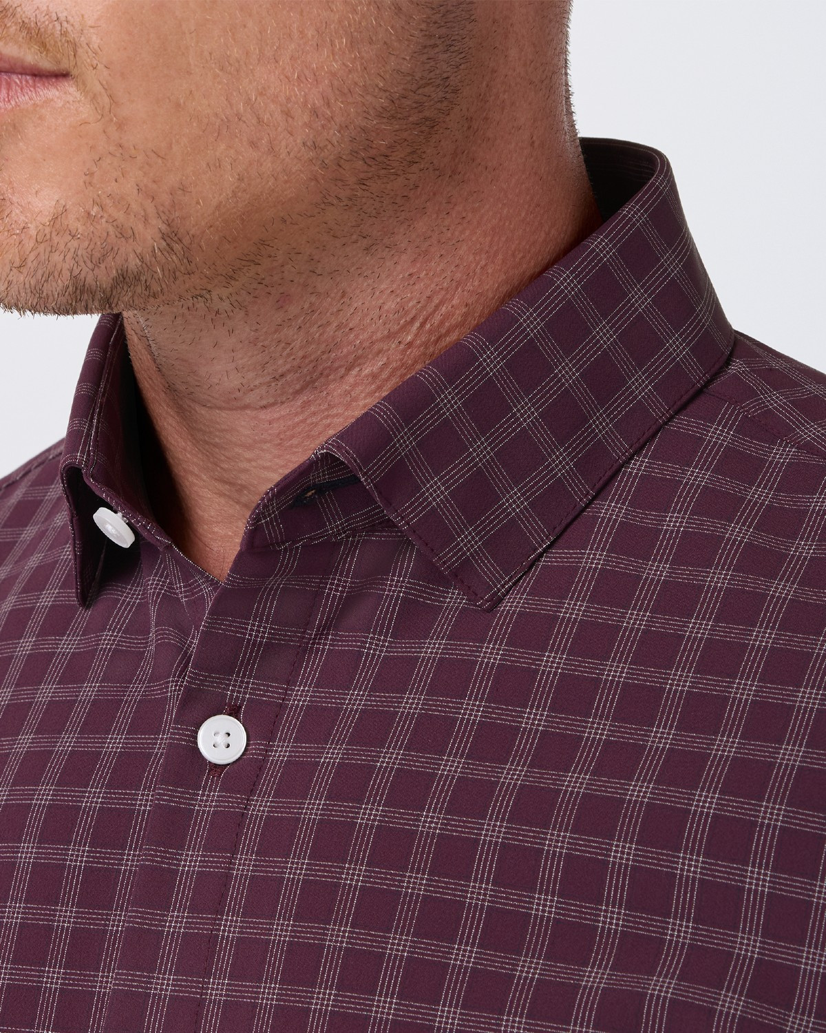 Leeward Performance Dress Shirt in Merlot Plaid