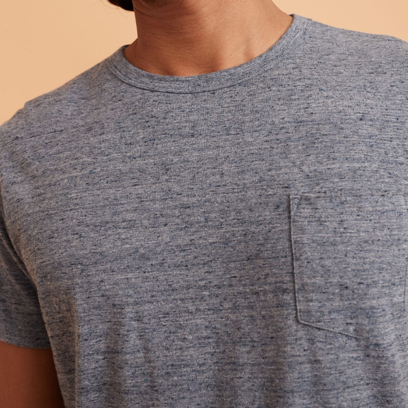 Marine Layer Saddle Hem Pocket Tee - Heather Blue Neps - Weitzenkorns