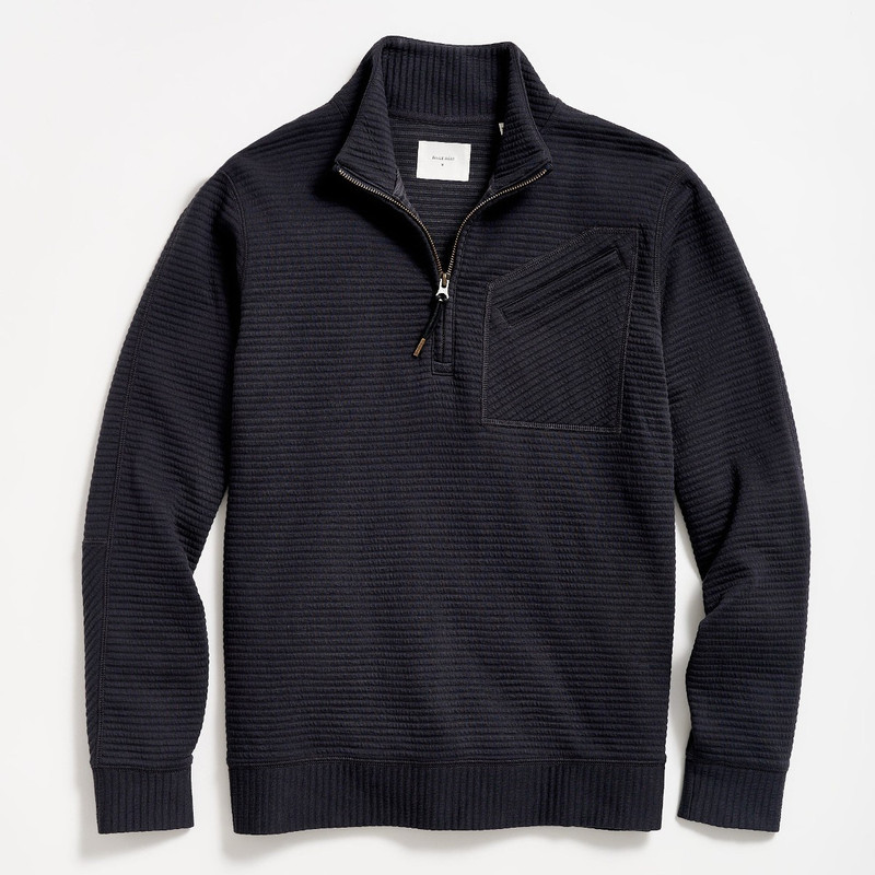Billy Reid Men's Quilted Half Zip - Dark Navy