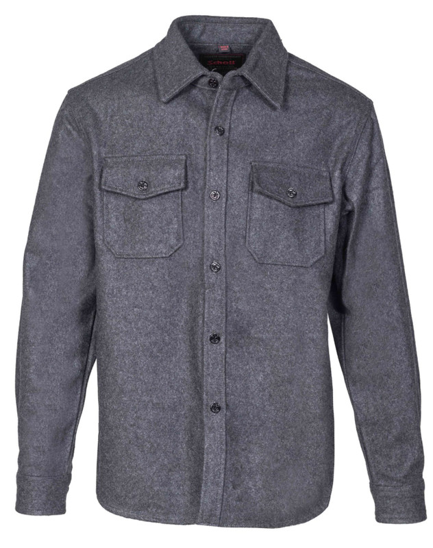 Schott NYC Wool Blend CPO Shirt Jacket - Grey