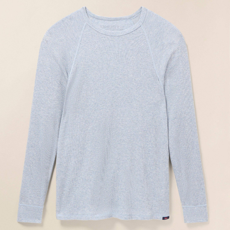 Faherty Cloud Waffle Crew - Frosty Slate Heather