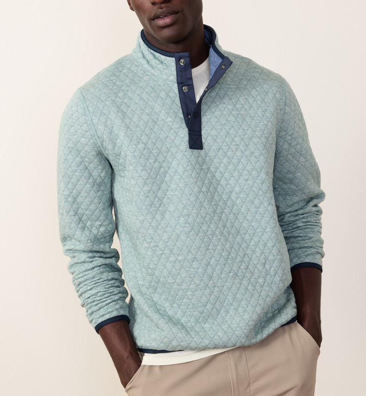 Marine Layer Corbet Quilted Reversible Pullover - Slate/Faded Navy