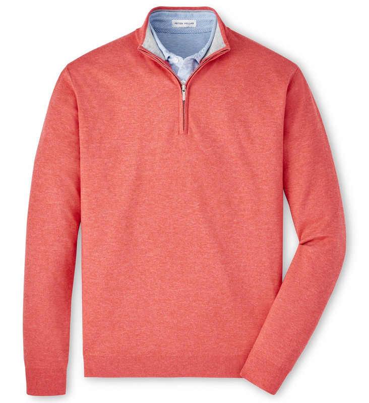 Peter Millar Coolspun Cotton 1/4 Zip - Geranium